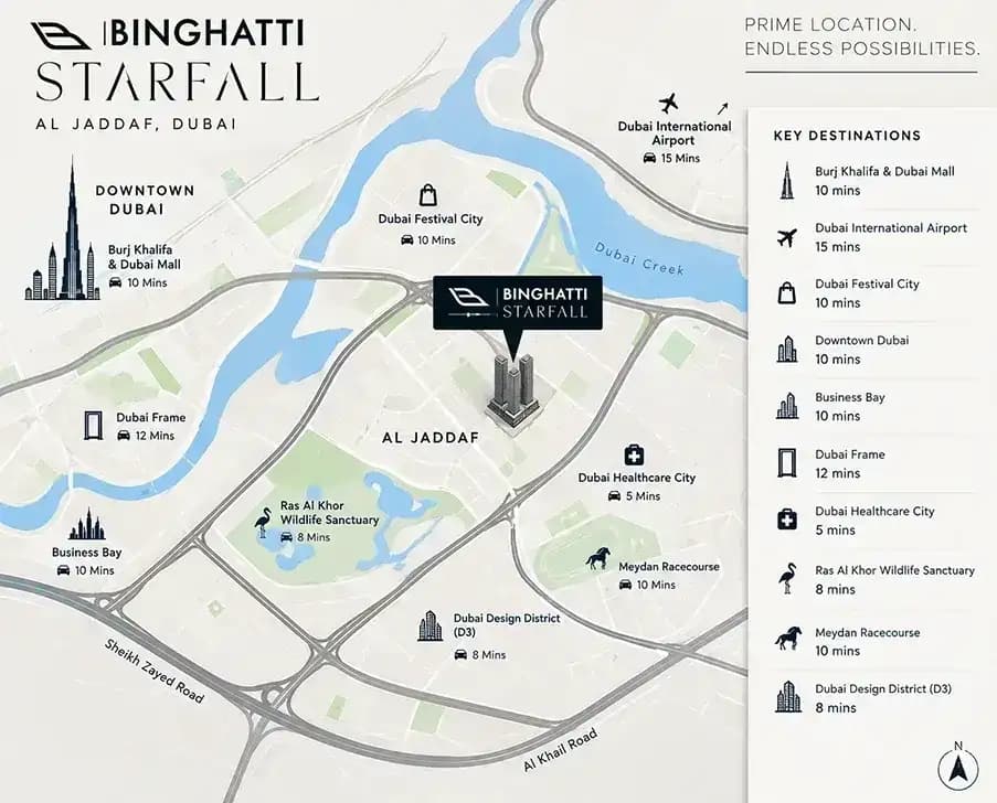 Binghatti Starfall Location Map
